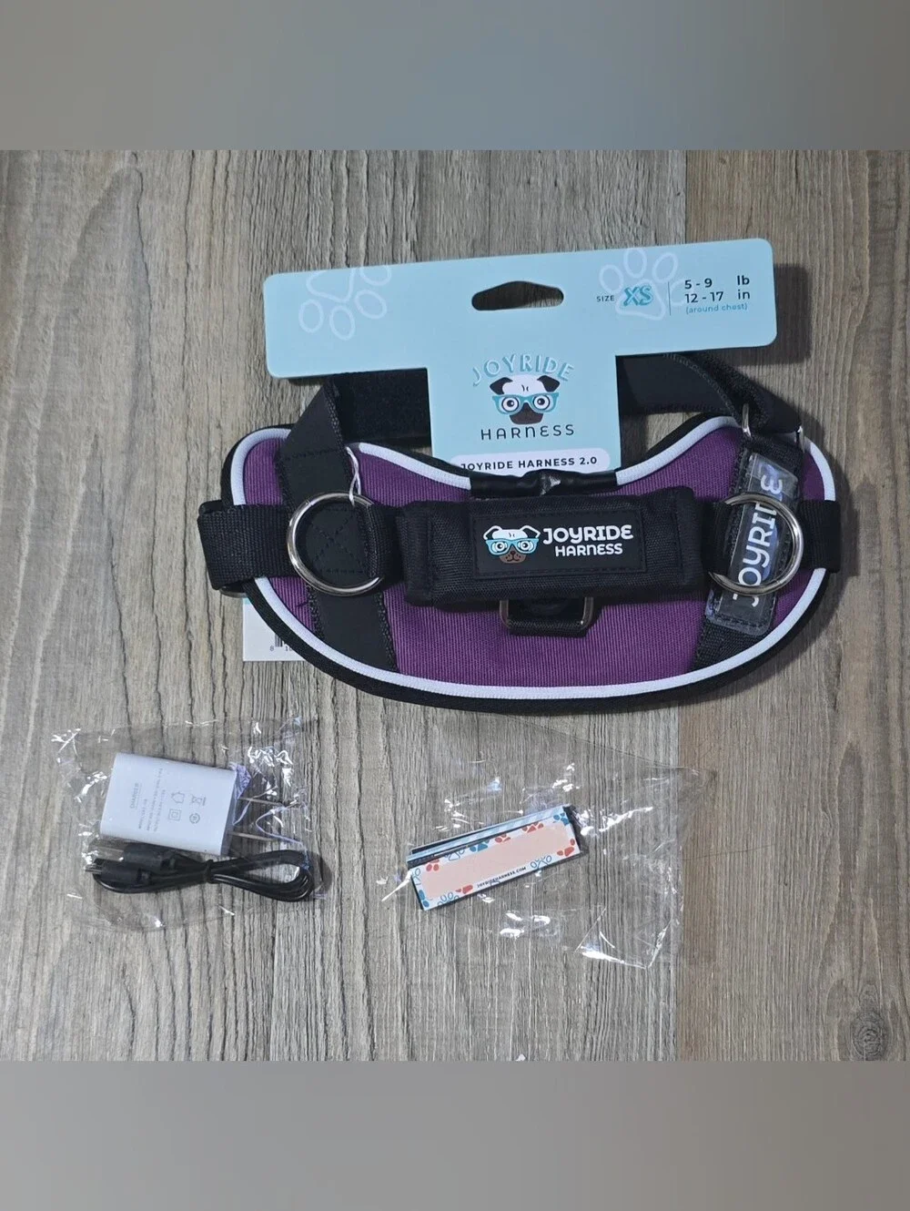 Purple LED Dog Harness with Reflective Straps